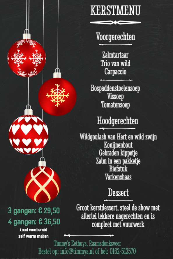 Kerstmenu 2020 afhaal 2 Timmy's Eethuys